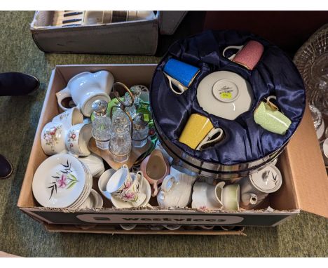 2 Boxes of assorted Ceramics inc. Royal Worcester Coffee cans 