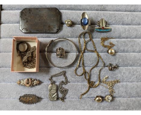 Collection of assorted Silver and other jewellery inc Brooches, Bangle etc 