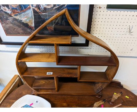 Chinese Hardwood carved collectors shelf on scroll feet 