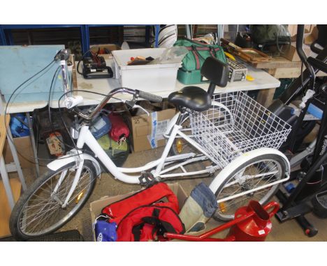 An adult sized five speed tricycle with large carrying basket (virtually as new)