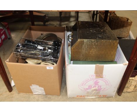 A quantity of various china to include Masons Ironstone collectors plates, tea ware etc. together with a brass magazine rack 