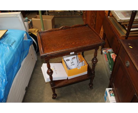 An oak card table / trolley 