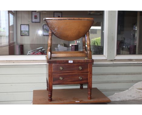 A mahogany commode and a drop leaf table