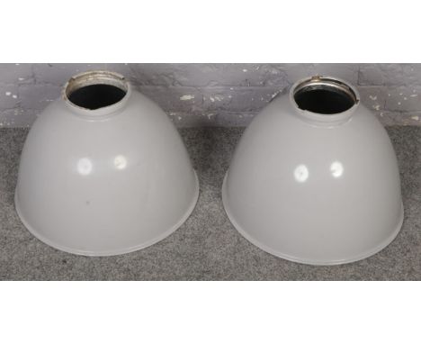 A pair of painted aluminium industrial light shades.  