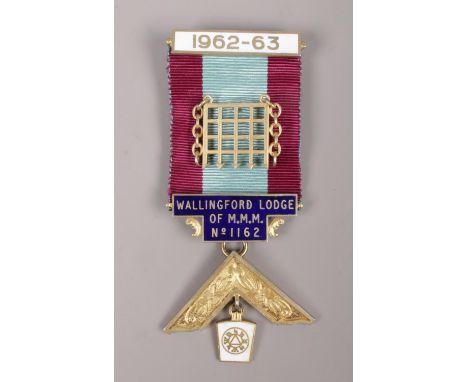 A silver gilt and enamel Masonic past master jewel for Mark Master Mason Wallingford Lodge No. 1162.  