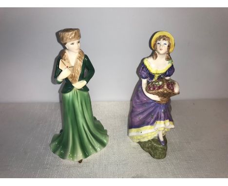 Two porcelain figurines, Royal Worcester Lara and Coalport Jennifer Jane a/f to neck. 