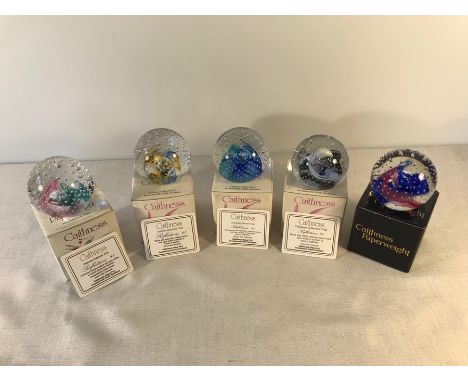 Caithness glass paperweigts x 5, Reflections 91,92,93,94,95