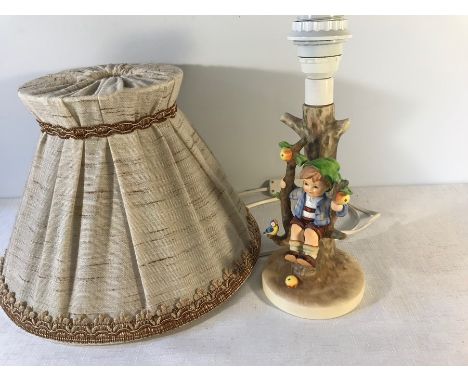 Geobel pottery table lamp, Boy in Apple Tree. 