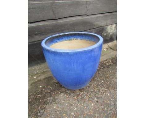 Glazed blue ceramic garden pot H41cm approx