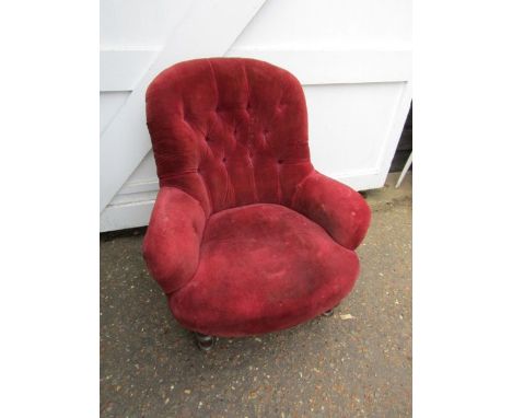Upholstered button back armchair 