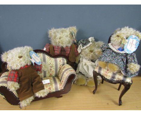 Family bears with mini sofa and chair