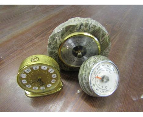 Small clock,  and thermometer barometer