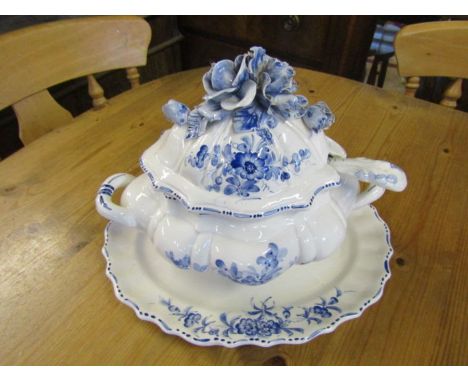 Blue and white ceramic soup terrine 