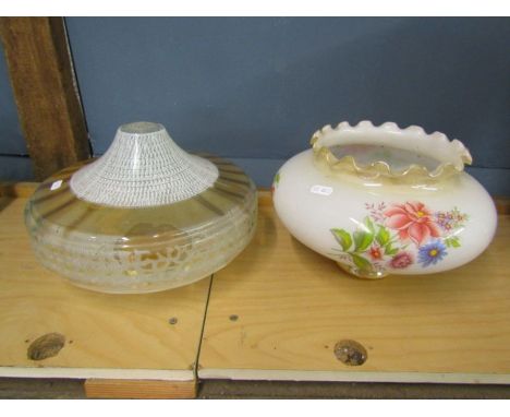 2 vintage glass light shades- one floral and 1 etched
