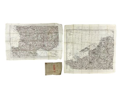 Two WW2 double sided silk escape and evade maps of Europe, comprising: Germany, Belgium, France, Holland, Spain etc,  in canv