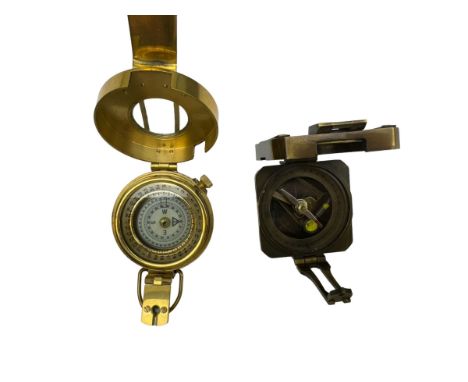 Kelvin & Hughes London 1917 brass compass and WWII Brass Military compass, dated 1940 MKII with serial no. A266322