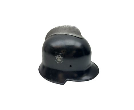 WWII German fireman's double decal steel helmet, with with attached comb,  