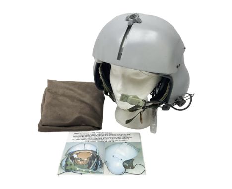 Silver grey SPH-4B Flight Helmet as used by helicopter pilots in the USAF and US Army in the 1990s; made of epoxy resin reinf