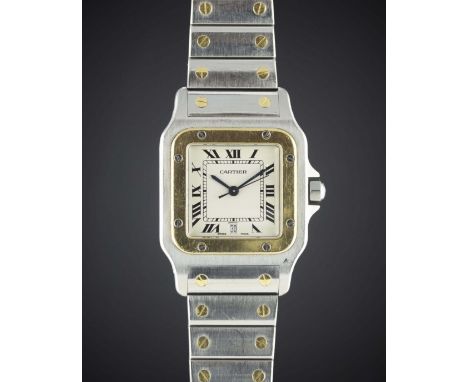 A GENTLEMAN'S STEEL & GOLD CARTIER SANTOS GALBEE BRACELET WATCHDATED 1999, REF. W200114B01 WITH ORIGINAL GUARANTEE CERTIFICAT