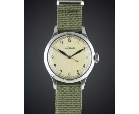 A GENTLEMAN'S STAINLESS STEEL LECOULTRE WRIST WATCH  CIRCA 1940s, WITH EARLY COMPRESSOR TYPE CASEMovement: 17J, manual wind, 