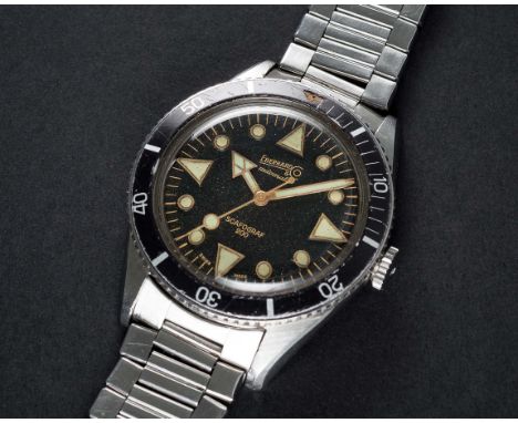 A VERY RARE GENTLEMAN'S STAINLESS STEEL EBERHARD & CO SCAFOGRAF 200 AUTOMATIC DIVERS BRACELET WATCH  CIRCA 1961, REF. 15536 "