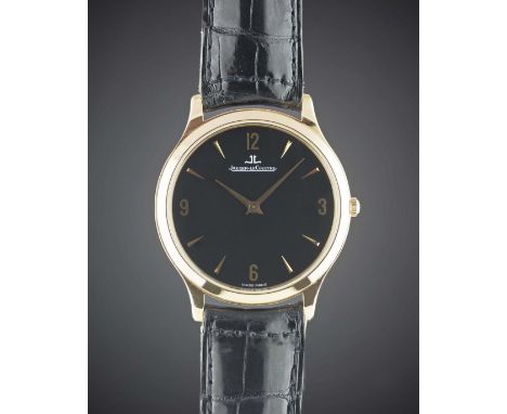 A GENTLEMAN'S 18K SOLID ROSE GOLD JAEGER LECOULTRE MASTER CONTROL ULTRA SLIM WRIST WATCHCIRCA 2000s, REF. 145.2.79.S WITH JLC