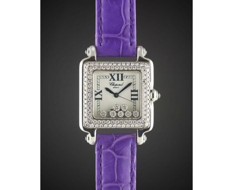 A LADIES STAINLESS STEEL, WHITE GOLD & DIAMOND CHOPARD HAPPY SPORT WRIST WATCHCIRCA 2000s, REF. 8325 Movement: Quartz. Case: 