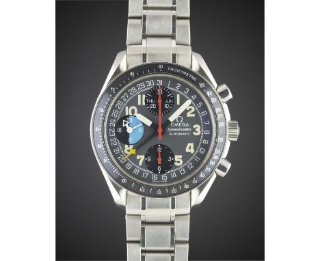 A GENTLEMAN'S STAINLESS STEEL OMEGA SPEEDMASTER "MK 40" TRIPLE CALENDAR AUTOMATIC CHRONOGRAPH BRACELET WATCH DATED 1997, REF.