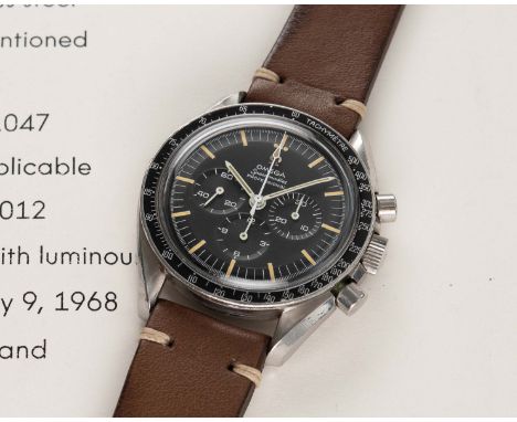 A RARE GENTLEMAN'S STAINLESS STEEL OMEGA SPEEDMASTER PROFESSIONAL "PRE MOON" CHRONOGRAPH WRIST WATCH DATED 1968, REF. ST 145.