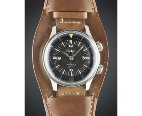 A GENTLEMAN'S STAINLESS STEEL CLEBAR SUPER COMPRESSOR DIVERS WRIST WATCH CIRCA 1963Movement: 17J, automatic, cal. 1700/01, si