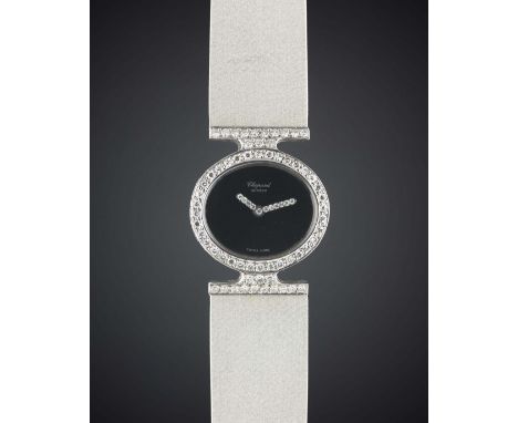 A LADIES 18K SOLID WHITE GOLD & DIAMOND CHOPARD BRACELET WATCHCIRCA 1980s, REF. 5045 2 WITH ORIGINAL DIAMOND SET HANDS & CASE