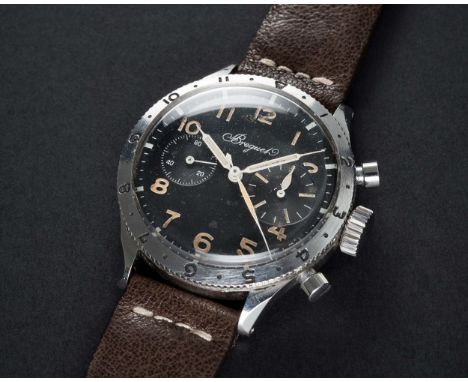 A VERY RARE GENTLEMAN'S STAINLESS STEEL BREGUET TYPE XX FLYBACK CHRONOGRAPH PILOTS WRIST WATCH CIRCA 1960s, CASE NO. 20XX MAD