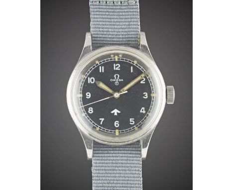 A GENTLEMAN'S STAINLESS STEEL BRITISH MILITARY OMEGA RAF PILOTS WRIST WATCH DATED 1953, REF. 2777-1 SCMovement: 17J, manual w