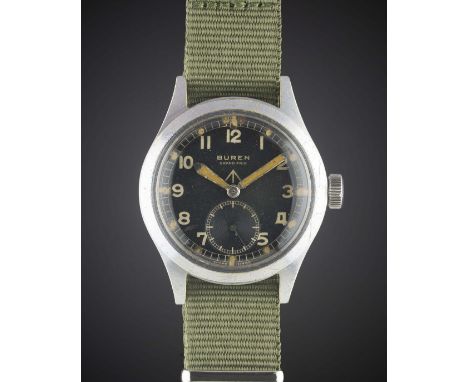 A GENTLEMAN'S BRITISH MILITARY BUREN GRAND PRIX W.W.W. WRIST WATCH  CIRCA 1940s, PART OF THE "DIRTY DOZEN"Movement: 15J, manu