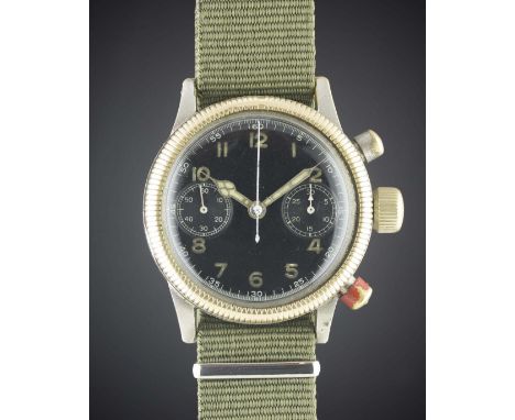 A RARE GENTLEMAN'S GERMAN MILITARY GLASHUTTE TUTIMA LUFTWAFFE PILOTS CHRONOGRAPH WRIST WATCHCIRCA 1940s, THE ACTUAL WATCH FEA