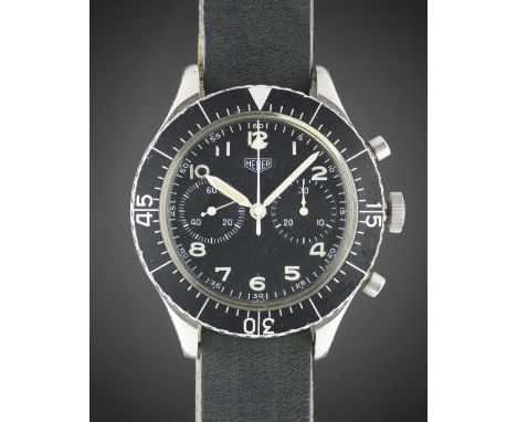 A GENTLEMAN'S STAINLESS STEEL GERMAN MILITARY HEUER "BUND" FLYBACK CHRONOGRAPH WRIST WATCH CIRCA 1970, REF. 1550 SGMovement: 
