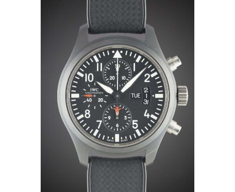 A GENTLEMAN'S CERAMIC & TITANIUM IWC TOP GUN PILOTS CHRONOGRAPH WRIST WATCH CIRCA 2008, REF. 3789Movement: 25J, automatic, ca