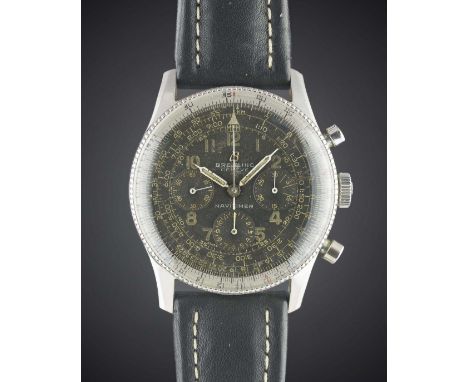 A VERY RARE GENTLEMAN'S STAINLESS STEEL BREITLING NAVITIMER CHRONOGRAPH WRIST WATCH CIRCA 1955, "PRE-806" WITH VALJOUX CALIBR