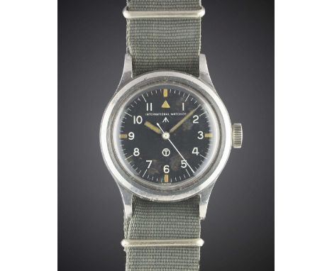 A GENTLEMAN'S STAINLESS STEEL BRITISH MILITARY IWC MARK 11 RAF PILOTS WRIST WATCH DATED 1952Movement: Manual wind, hacking se