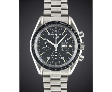 A GENTLEMAN'S STAINLESS STEEL OMEGA SPEEDMASTER PROFESSIONAL "HOLY GRAIL" AUTOMATIC CHRONOGRAPH BRACELET WATCH CIRCA 1988, RE