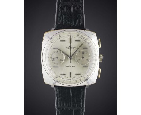 A GENTLEMAN'S CHROME PLATED BREITLING TOP TIME CHRONOGRAPH WRIST WATCH CIRCA 1966, REF. 2006Movement: 17J, manual wind, Venus