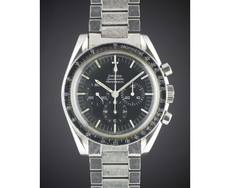 A RARE GENTLEMAN'S STAINLESS STEEL OMEGA SPEEDMASTER PROFESSIONAL "PRE MOON" CHRONOGRAPH BRACELET WATCH CIRCA 1967, REF. 105.