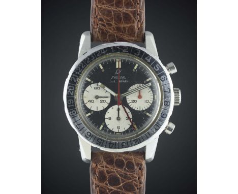 A GENTLEMAN'S STAINLESS STEEL ENICAR JET GRAPH CHRONOGRAPH WRIST WATCH CIRCA 1969Movement: 17J, manual wind, Valjoux cal. 724