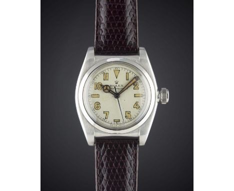 A RARE GENTLEMAN'S STAINLESS STEEL ROLEX OYSTER SPEEDKING WRIST WATCHCIRCA 1940s, REF. 2081 WITH CALIFORNIA TYPE DIAL & EARLY