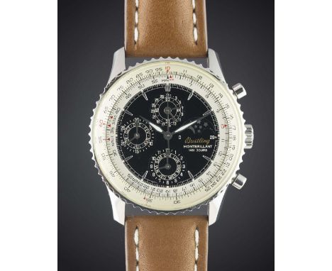 A GENTLEMAN'S STAINLESS STEEL BREITLING MONTBRILLIANT 1461 JOURS TRIPLE CALENDAR MOONPHASE  CHRONOGRAPH WRIST WATCH CIRCA 200
