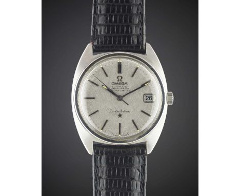 A GENTLEMAN'S STAINLESS STEEL OMEGA CONSTELLATION AUTOMATIC CHRONOMETER WRIST WATCH CIRCA 1968, REF. ST 168.017 WITH GREY "CR