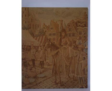 A machine made Flemish style tapestry wall hanging. 