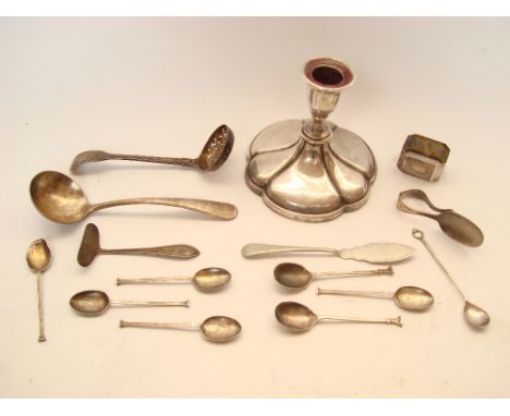 A Victorian silver fiddle and thread pattern sifter spoon, London, 1849 by George Adams (Chawner & Co) together with an engin