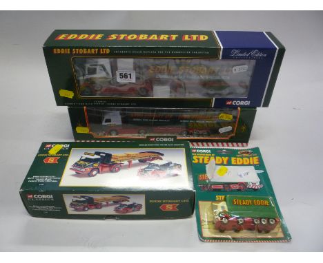FOUR BOXED CORGI EDDIE STOBART MODEL TRUCKS