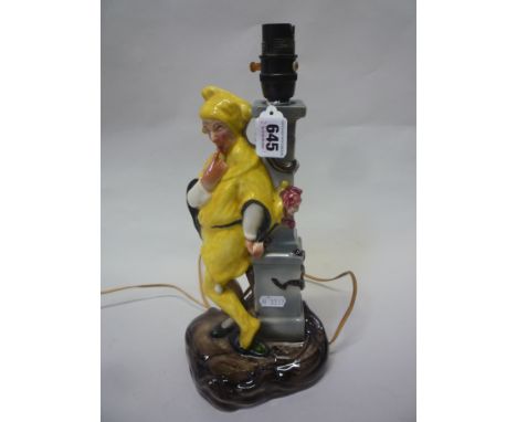 A JESTER TABLE LAMP, possibly Bretby, height approximately 28cm